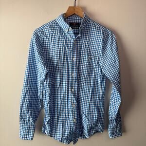 Vineyard Vines Men's Slim Fit Tucker Shirt Blue White Gingham Print Size X-Small